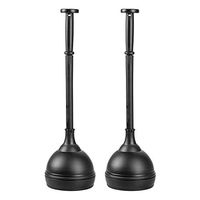 mDesign Plastic Bathroom Toilet Bowl Plunger Set with Lift & Lock Cover, Compact Discreet Freestanding Storage Caddy with Base, Sleek Modern Design - Heavy Duty, 2 Pack - Black