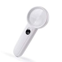 Jing Boutiques/Illuminated 5X Magnifying Glass with Lamp 2LED Light HD Optical Glasses Lens Reading Hobbies Jewelry Maps Crafts Magnifier White