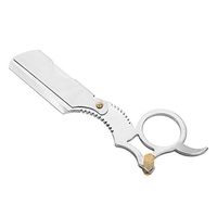 Jadeshay Beard Knife - Stainless Steel Folding Shaving Razor，Male Facial Clean Tool, Silver and Black (Color : Silver)