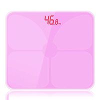 ZYY Electronic Scales Large LED Display Tempered Glass Surface Charging Hidden Screen Human Health Weight (Color : Pink)