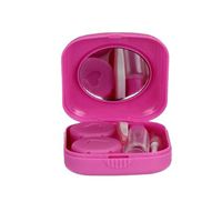 Contact Lens Washing Box Fast Clean Cosmetic Glasses Mini Travel Contact Lens Case Kit Holder Mirror Box Fashion Care Protect Eyes Portable box for Business/Travel (Pink)