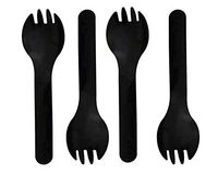 VNDEFUL 100Pcs Medium-Weight Cutlery Spork Disposable Plastic Spork (Black)