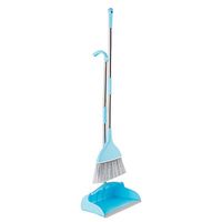 Hershii Broom and Dustpan Set Dust Pan Lobby Broom Combo with 36.6'' Stainless Steel Handle Sweeping Tools for Cleaning Home Kitchen Garden Room Office Floor - Blue
