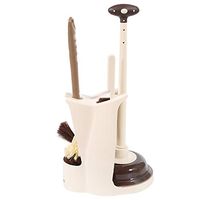 Toilet Plunger and Bowl Brush Combo Kit with Caddy Plastic Freestanding WC Toilet Bowl Brush Cleaner Compact Soft Toilet Scrubber Brush and Base for Bathroom Storage and Organization ( Color : Beige )