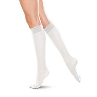 Therafirm LIGHT Women's Knee High Support Stockings - 10-15mmHg Compression Nylons (White, XL)