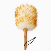 Lambs Wool Duster with Solid Wooden Handle,Leather Hang Strap,18.9 inchs Long,Comfortable Grip Natural Feather Duster for Cleaning Screen,Funiture,Ceiling Fans,Blinds etc(Pack of 1)