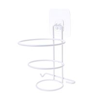 eletyuty Hair Dryer Rack 1 Piece Reusable Self Adhesive Hair Dryer Rack Iron Holder Bathroom Wall Storage Shelf White