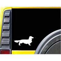 Longhaired Dachshund Silhouette 5.5" Silhouette Dog Body Long Hound Hot Dog Wiener Love Diecut Vinyl Decal Sticker Car Laptop Wall MacBook (Choose Color)