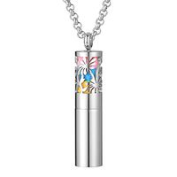 Vocheng Diffuser Necklace Essential Oil Container Pendant Necklace 316L Stainless Steel Aromatherapy Locket Jewelry Whistle Necklace Men/Women Gift (Silver Style K)