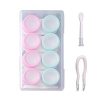 Aolvo Contact Lens Care Cute Travel Kit 4-Pack Contact Lens RGP Portable Hard Protective Container Travel Set for Women Men,Tweezers and Wear Tools,Eye Care Kit Storage Box