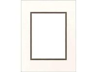 PA Framing Double Photo Mat Board, Pre-Cut Framing Mat - Cream Core, Antique White/Chestnut, 9"x12" (Frame), 6"x8" (Photo)