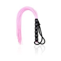 a-YUEYUE Silicone Whip Flogger with Tassels Handle Riding Crop for Couple Play - Pink