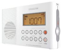 Sangean Portable AM/FM Weather Band Emergency Waterproof Shower Clock Radio With Large easy to read LCD Display