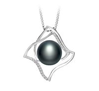 Freda Black 10-11mm AAA Quality Freshwater 925 Sterling Silver Cultured Pearl Pendant for Women