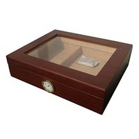 Cigar Humidors Box Cigar box with hygrometer and humidifier cedar wood cigarette case glass top travel constant humidity portable men's gift box cigar humidor 30 cigars Wooden Holder Travel Humidor
