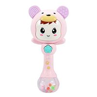 Ugthe Smart Toys Cartoon Shaking Rattle Newborn Baby Hand Bell Music Light Rhythm Teether Toy - Pink