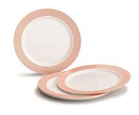 " OCCASIONS" 40 Plates Pack, Heavyweight Disposable Wedding Party Plastic Plates (10.5'' Dinner Plate, Rio in White in Pearled Pink Blush)