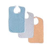 3 Terry Adult Bib with Hook and Loop Closure (Blue, White Peach)