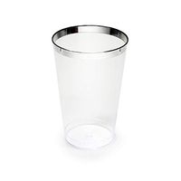 " OCCASIONS" 200 pcs Wedding Party Disposable Plastic tumblers Cups (14 Oz, Silver Rimmed Tumbler)