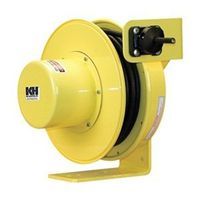 KH Industries RTF Series ReelTuff Industrial Grade Retractable Power Cord Reel, 14/4 SOOW Cable, 12 Amp, 70' Length, Yellow Powder Coat Finish