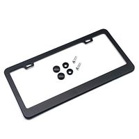 Cover License Plate Frame Rustproof Accessories Practical Matte 2 Holes Aluminum Alloy Durable Holders US Vehicles (Black)