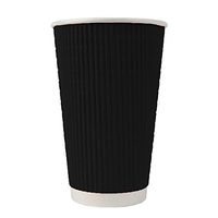16 oz Colorful Paper Milkshake Cups - Premium Disposable Black Ripple Cold Drink Cups - Frozen Dessert Supplies - 500 Count