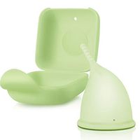 Menstrual Cups, Reusable 12 Hours Protection Period Cup Ultra-Soft Comfortable Leak-Proof Medical Grade Silicone Moon Cup(Green,S)