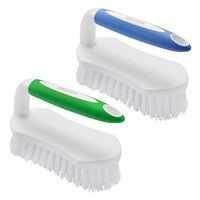 Amazer Scrub Brush Comfort Grip & Flexible Stiff Bristles Heavy Duty for Bathroom Shower Sink Carpet Floor - Pack of 2 (Blue+Green)