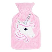 Unicorn Hot Water Bottle Luxury Soft Washable Cover 1 Litre Pink