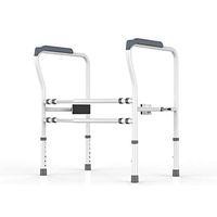 Toilet Safety Rail Frame with Grab Bar, Bathroom Handrail with Adjustable Height, Commode Safety Rails Handle for Eldery, Handicapped, and Disabled Aid