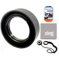 58mm Soft Rubber Lens Hood For Olympus 14-42mm f/3.5-5.6 M. Zuiko Digital ED Zoom Lens + Cap Keeper + MicroFiber Cleaning Cloth + LCD Screen Protectors