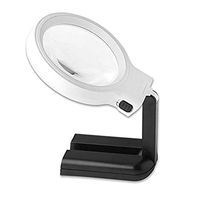 Fly LED Light Handheld Folding Desktop Multifunction Acrylic Optical Lens Reading Magnifier, Black 3X Magnifier