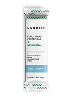 Landish Nutrient-Dense Plant-Based Protein Bar Boosted With Organic Spirulina - Vanilla Coconut - 50 Grams - Box of 12 - Gluten Free - Dairy Free - Soy Free - Peanut Free