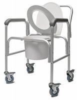 Three-In-One Aluminum Commodes With Casters and Removable Back Bar