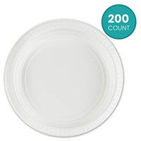 Plasticpro 9'' inch Round Plastic Plates Microwaveable, Disposable, White, Dinnerware 200 Count