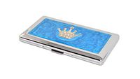 Contemporary Metal 120s Cigarette Case Blue with Crown 1151BL