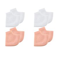 4 Pairs Gel Heel Sleeves Heel Cups Set Gel Breathable Protective Heel Guard Silicone Heel Protectors for Heel Pain Dry Cracked Heels Achilles Tendonitis Heel Spur Relief for Men and Women