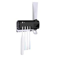 Vansee Toothbrush Holder, Solar Energy UV Toothbrush Disinfectant Cleaning Agent Storage No Need to Charge (Black)