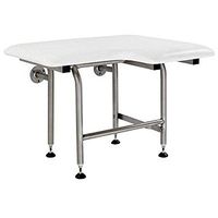 Mustee 390.406 Wall Mount L-Shaped Fold Down Leg Supported Seat Bench, Left Hand, 32", White