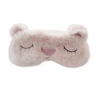 Monai Cute 3D Sleep Travel Nap Night Mask Soft Plush Blindfold Pink Bear Sleeping Home Eye Cover for Women Girls Kids (Bear-Pink)