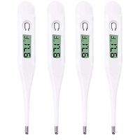 LCD Digital Thermometer, 4 Pcs Household Waterproof Metal Probe Oral Cavity, Rectum, Armpit Thermometer for Baby, Child & Adult, High Precision Thermometer for Fever, Accurate & Fast Readings (White)