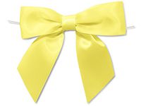 Pack Of 12, 5" Solid Yellow Pre-Tied Satin Gift Bows W/6" Twist Ties 1-1/2" Ribbon