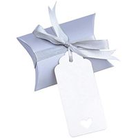 50pcs Vintage Kraft Box Sweet Paper Candy Box Gift Box with Ribbon Gift Tags for Wedding Birthday Party (Silver)