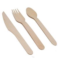 Eco-friendly Disposable Wooden Cutlery Set Silverware for Birthday Party Events Holiday Family Gathering Camping BBQ Spoons, Forks, Knives (300 ct, Spoons, Forks & knives Set)