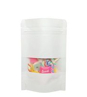 Couga Mall 50 PCS All-Purpose White Kraft Paper Stand Up Bag, Zip Lock Reusable Kraft Package Bag Storage Pouch with Notch and Transparent Window for Storing Seeds, Snack and Nuts (4.7"*7.8")