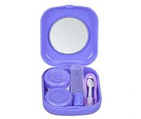 Mini Travel Contact Lens Case Kit Holder Mirror Box - Purple