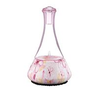 Opulence - Nebulizing Essential Oil Diffuser for Aromatherapy with Pink Floral Ceramic Base and Pink Hand-Blown Glass with Touch Sensor Light Switch - No Heat, No Water, No Plastic