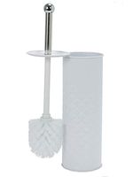Home Expressions Textured Toilet Brush Powder Holder Coated Finish (White)