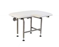 GBS Lifeline Padded Folding Shower Seat – Left Hand with Legs | Wall Mount | White Pad | 32 X 21