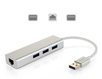 KuWFi USB3.0 to RJ45 Gigabit LAN Adapter+3 Ports USB HUB3.0 Connector Extender for MacBook Microsoft Surface Chromebook for Windows 7/8/10/Vista/XP Linux PC